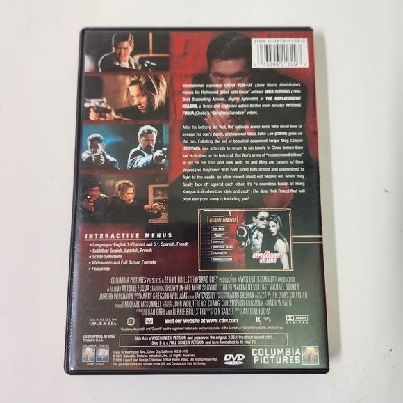 🎬 3/$15 The Replacement Killers, (1998) Chow Yung-Fat & Mira Sorvino - Picture 4 of 4